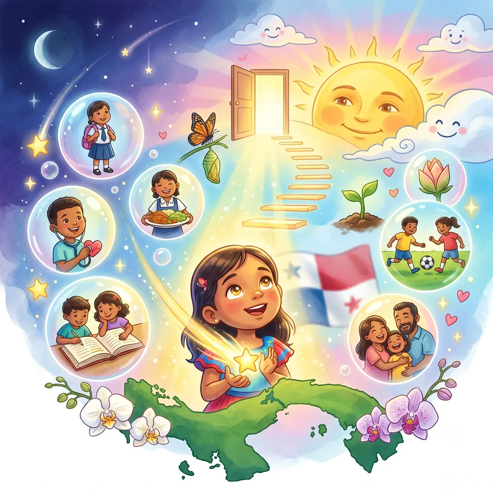 Ilustración de los programas de la fundación: educación, salud, nutrición y desarrollo